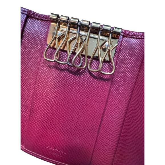 Auth Prada Red Saffiano Leather Key Holder Case 6 Ring - Picture 6 of 15